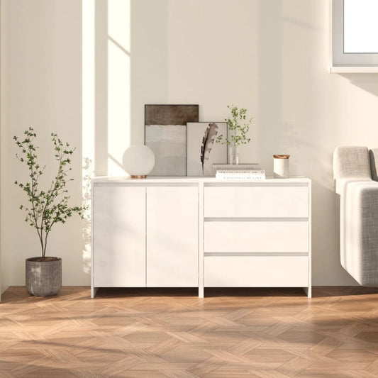 Berkfield 2 Piece Sideboard High Gloss White Engineered Wood