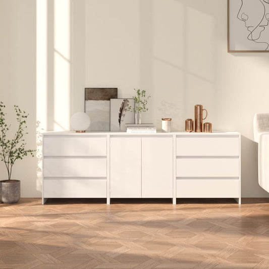 Berkfield 3 Piece Sideboard White Engineered Wood