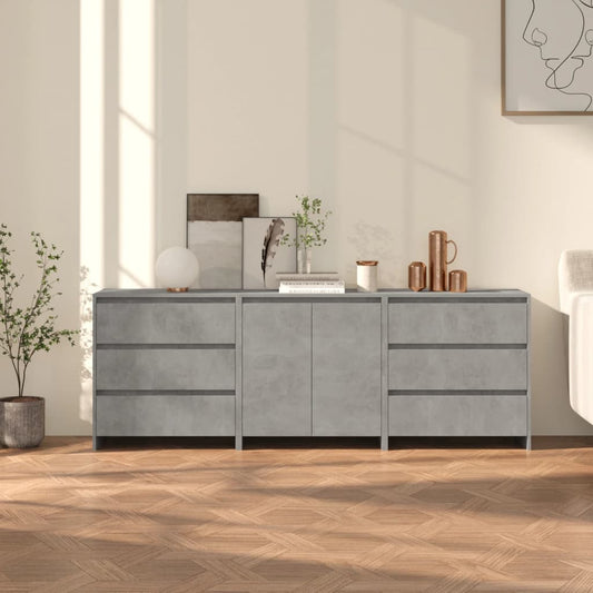 Berkfield 3 Piece Sideboard Concrete Grey Engineered Wood