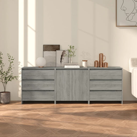 Berkfield 3 Piece Sideboard Grey Sonoma Engineered Wood