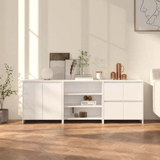 Berkfield 3 Piece Sideboard White Engineered Wood
