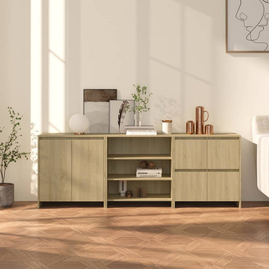 Berkfield 3 Piece Sideboard Sonoma Oak Engineered Wood