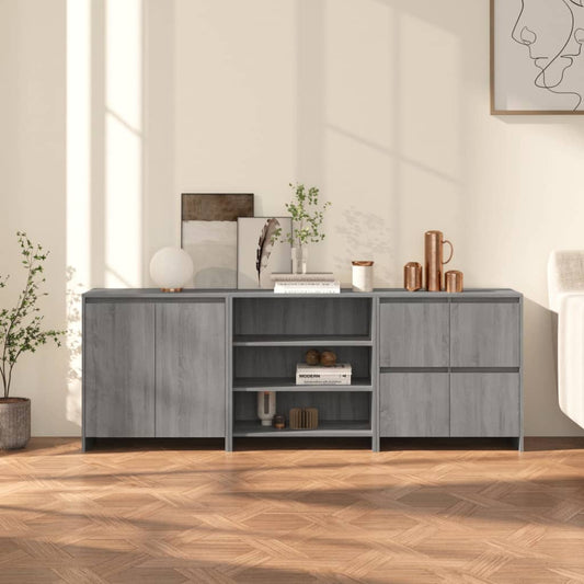 Berkfield 3 Piece Sideboard Grey Sonoma Engineered Wood