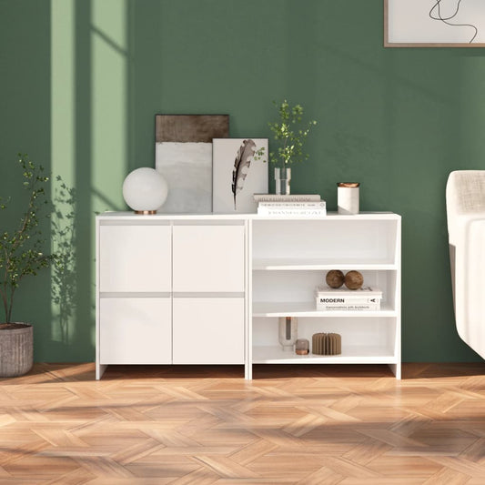 Berkfield 2 Piece Sideboard High Gloss White Engineered Wood