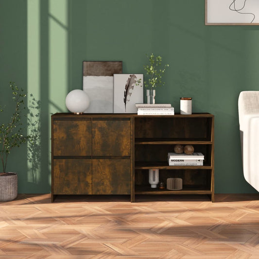 Berkfield 2 Piece Sideboard Smoked Oak Engineered Wood