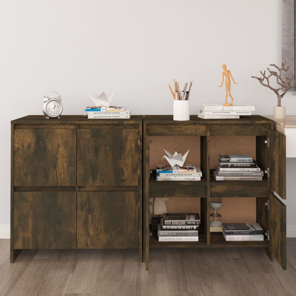 Berkfield Sideboards 2 pcs Smoked Oak 70x41x75 cm Engineered Wood