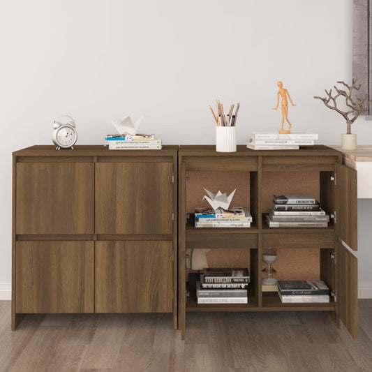 Berkfield Sideboards 2 pcs Brown Oak 70x41x75 cm Engineered Wood