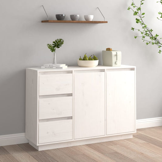 Berkfield Sideboard White 111x34x75 cm Solid Wood Pine