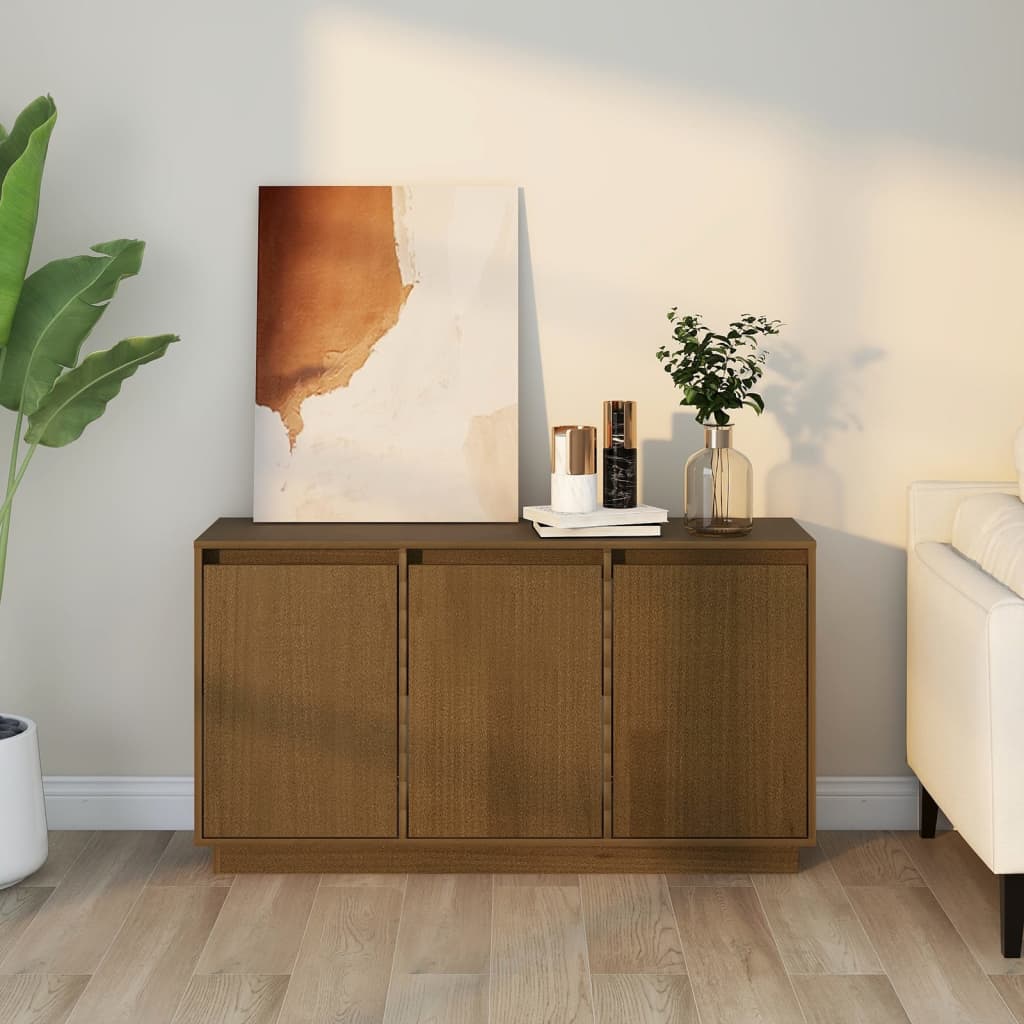 Berkfield Sideboard Honey Brown 111x34x60 cm Solid Wood Pine