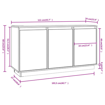 Berkfield Sideboard Honey Brown 111x34x60 cm Solid Wood Pine