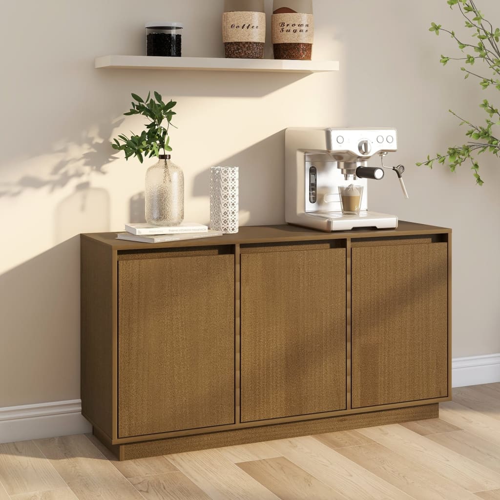 Berkfield Sideboard Honey Brown 111x34x60 cm Solid Wood Pine