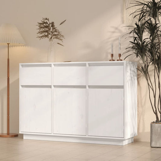 Berkfield Sideboard White 110x34x75 cm Solid Wood Pine
