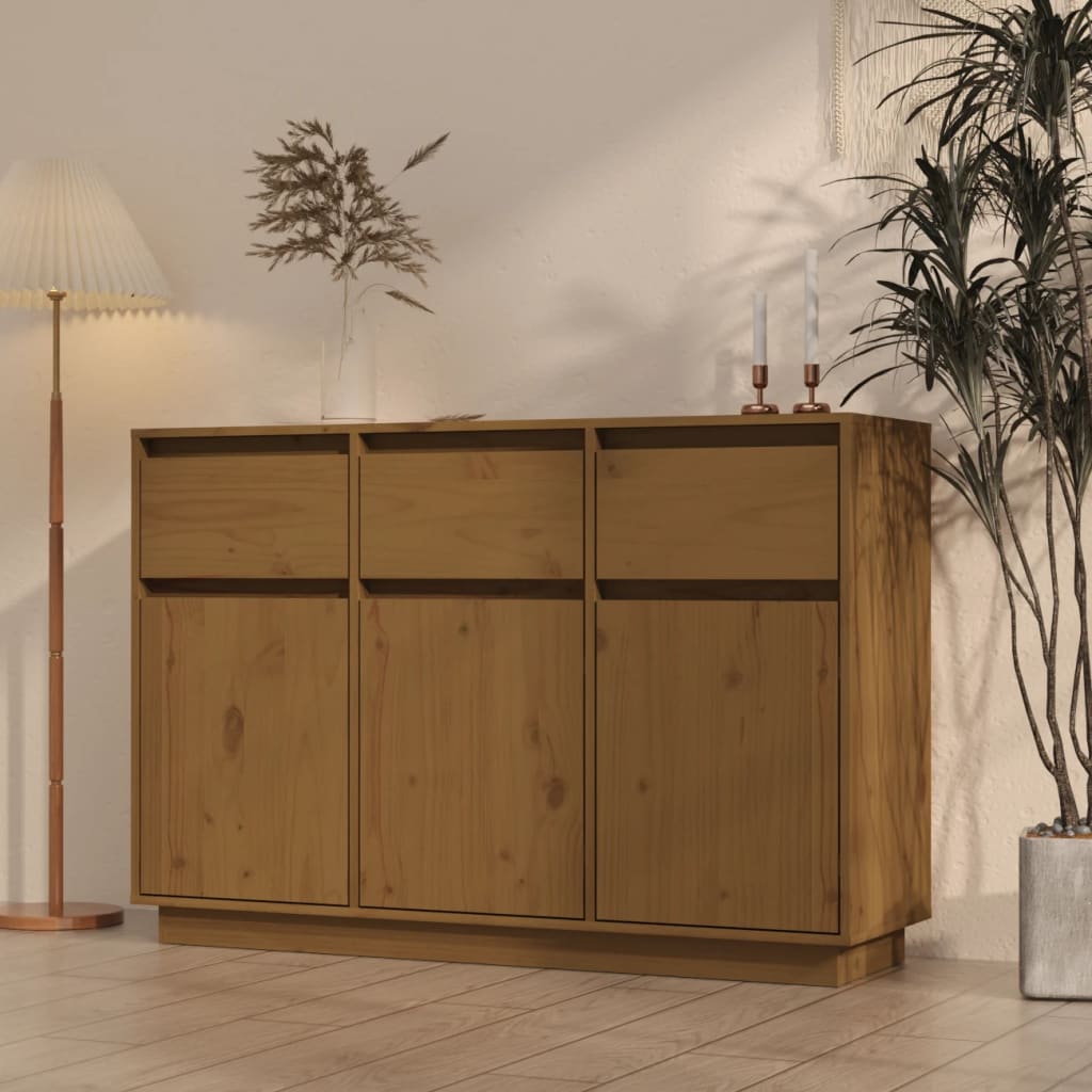 Berkfield Sideboard Honey Brown 110x34x75 cm Solid Wood Pine