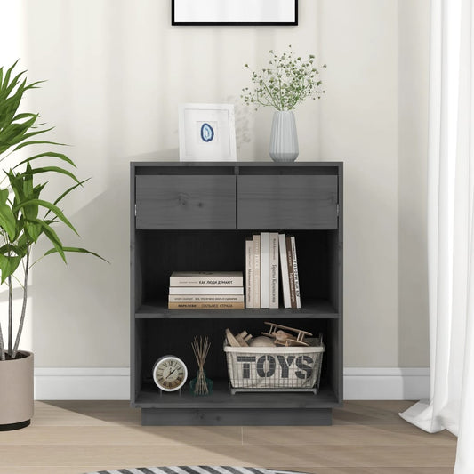 Berkfield Console Cabinet Grey 60x34x75 cm Solid Wood Pine