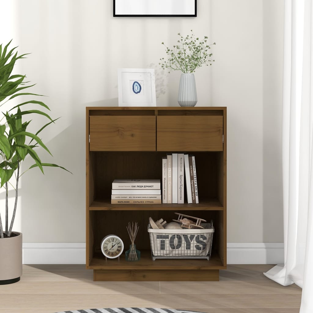 Berkfield Console Cabinet Honey Brown 60x34x75 cm Solid Wood Pine