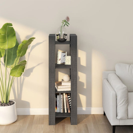 Berkfield Book Cabinet/Room Divider Grey 41x35x125 cm Solid Wood Pine