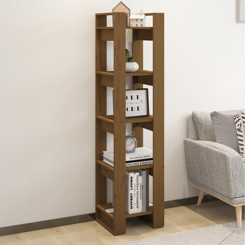 Berkfield Book Cabinet/Room Divider Honey Brown 41x35x160 cm Solid Wood Pine