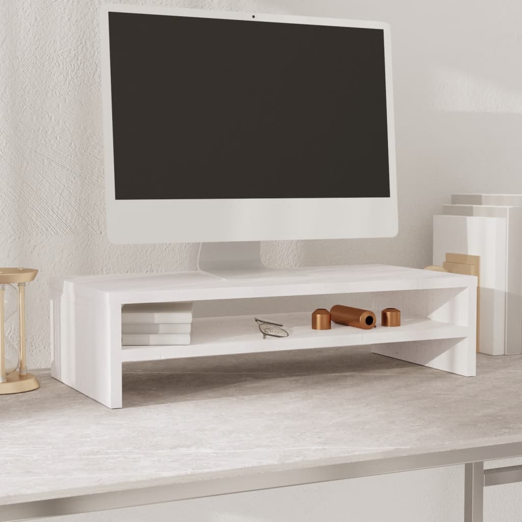 Berkfield Monitor Stand White 50x24x13 cm Solid Wood Pine