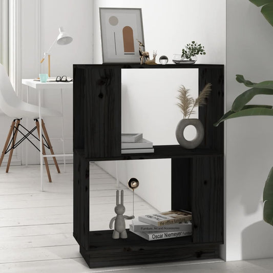 Berkfield Book Cabinet/Room Divider Black 51x25x70 cm Solid Wood Pine