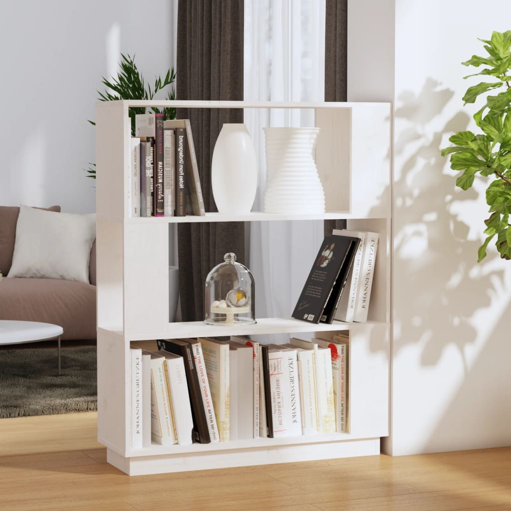 Berkfield Book Cabinet/Room Divider White 80x25x101 cm Solid Wood Pine