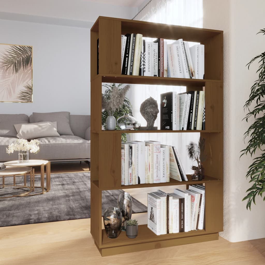 Berkfield Book Cabinet/Room Divider Honey Brown 80x25x132 cm Solid Wood