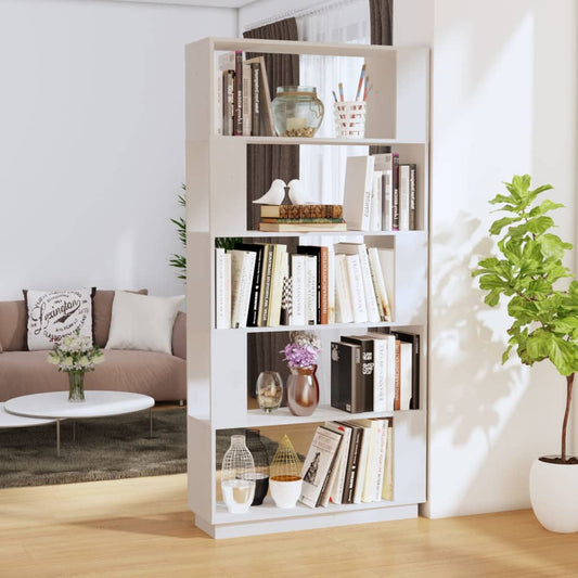 Berkfield Book Cabinet/Room Divider White 80x25x163.5 cm Solid Wood Pine