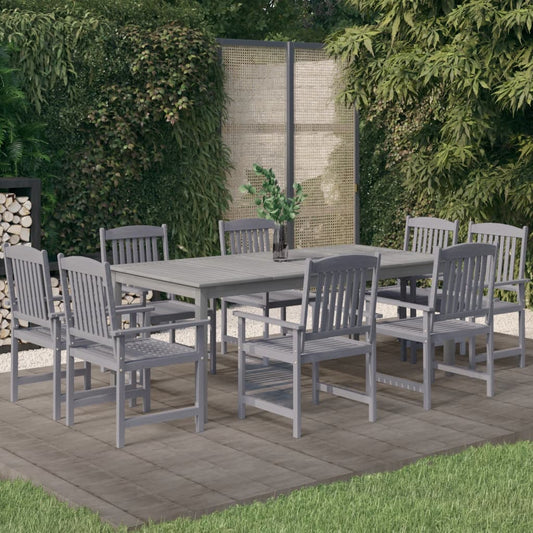 Berkfield 9 Piece Garden Dining Set Solid Wood Acacia Grey