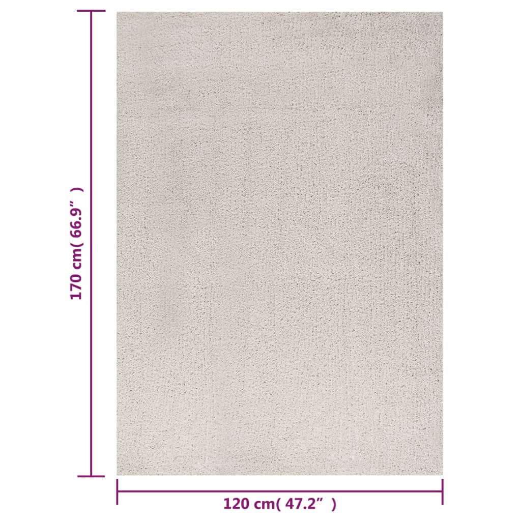 Berkfield Shaggy Rug High Pile Cream 120x170 cm