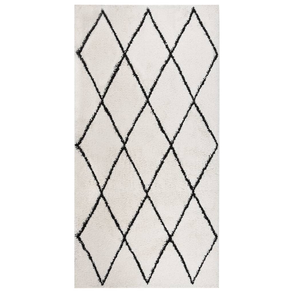 Berkfield Shaggy Rug High Pile Black and Cream 80x150 cm