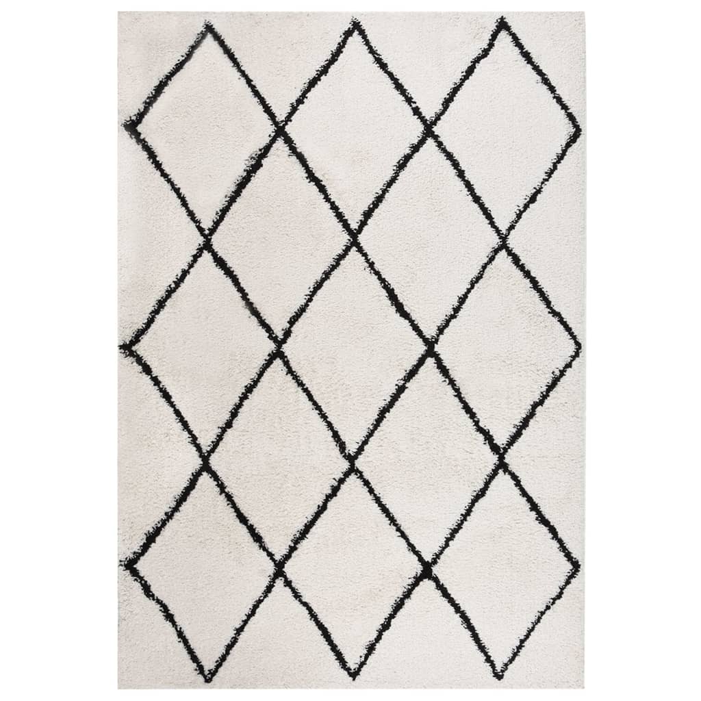 Berkfield Shaggy Rug High Pile Black and Cream 140x200 cm