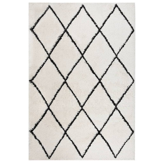Berkfield Shaggy Rug High Pile Black and Cream 160x230 cm
