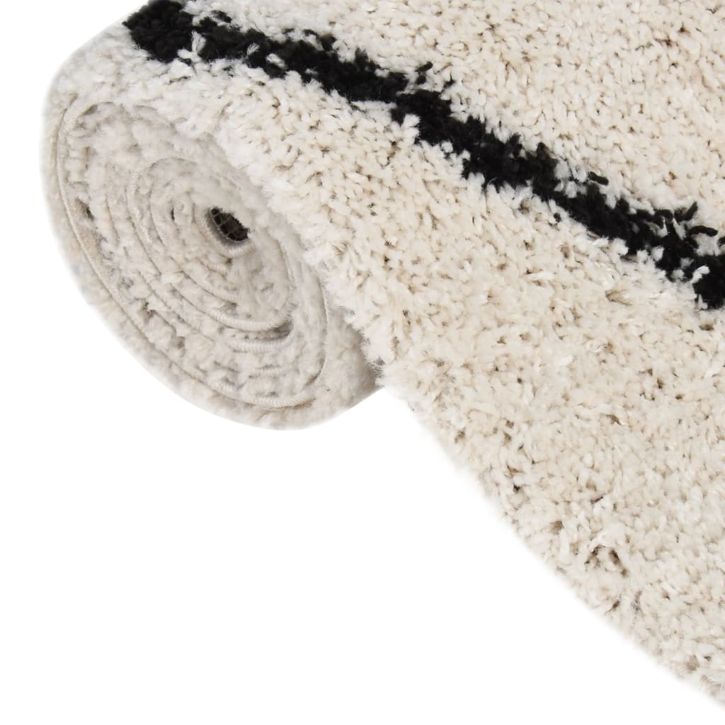 Berkfield Shaggy Rug High Pile Black and Cream 160x230 cm