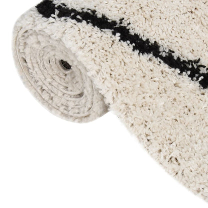 Berkfield Shaggy Rug High Pile Black and Cream 160x230 cm