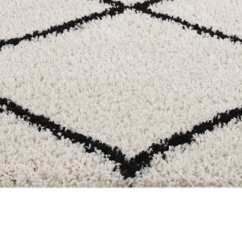 Berkfield Shaggy Rug High Pile Black and Cream 160x230 cm