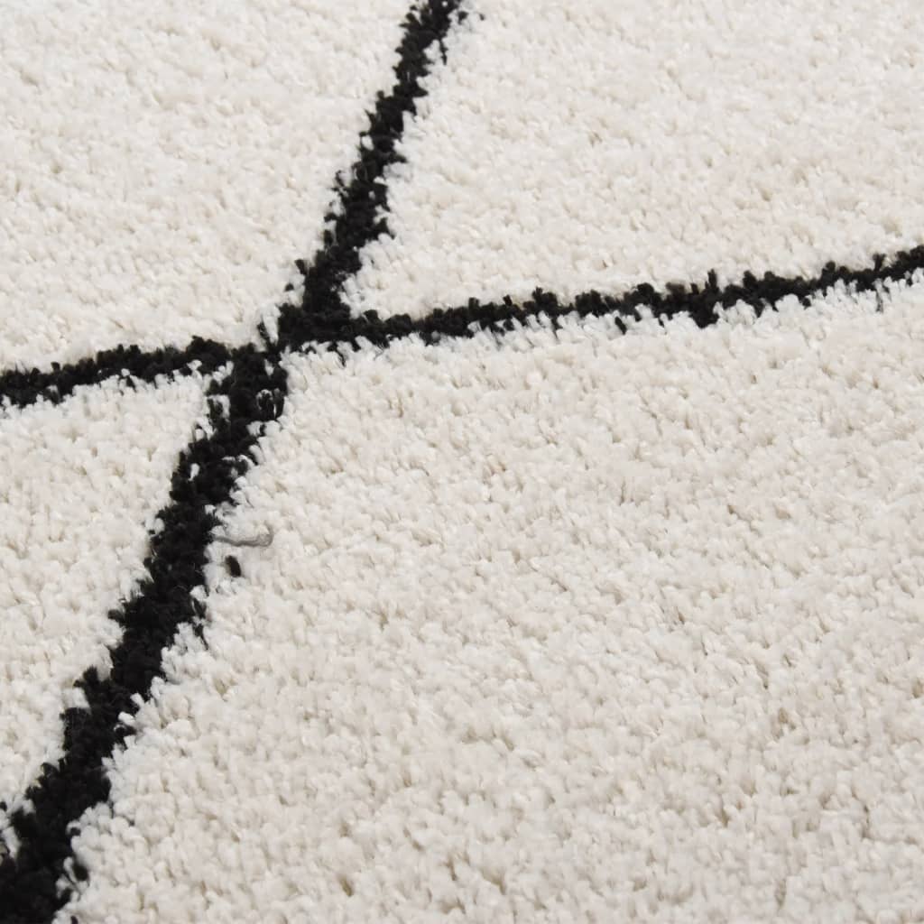 Berkfield Shaggy Rug High Pile Black and Cream 160x230 cm