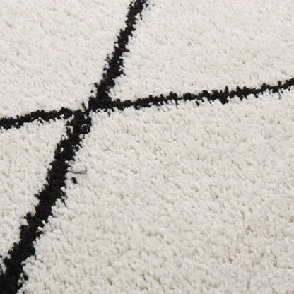 Berkfield Shaggy Rug High Pile Black and Cream 160x230 cm
