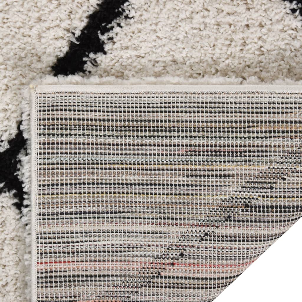 Berkfield Shaggy Rug High Pile Black and Cream 160x230 cm