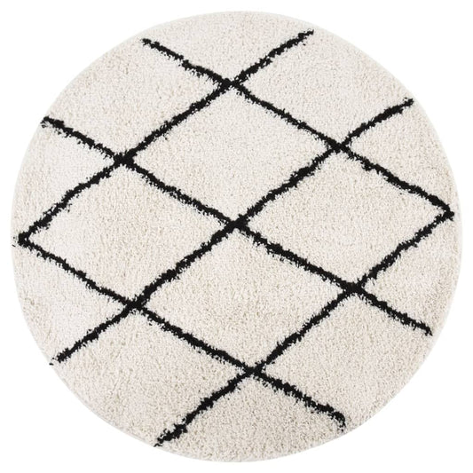 Berkfield Shaggy Rug High Pile Black and Cream �_�_�__120 cm