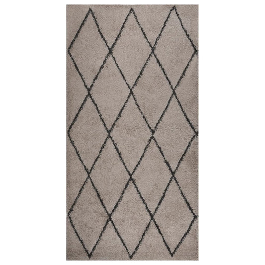 Berkfield Shaggy Rug High Pile Beige and Anthracite 80x150 cm