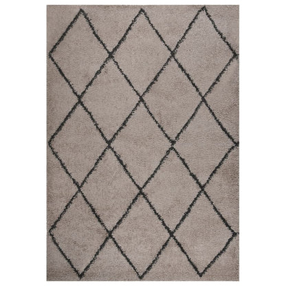 Berkfield Shaggy Rug High Pile Beige and Anthracite 140x200 cm