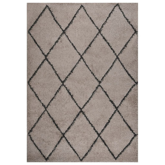 Berkfield Shaggy Rug High Pile Beige and Anthracite 140x200 cm