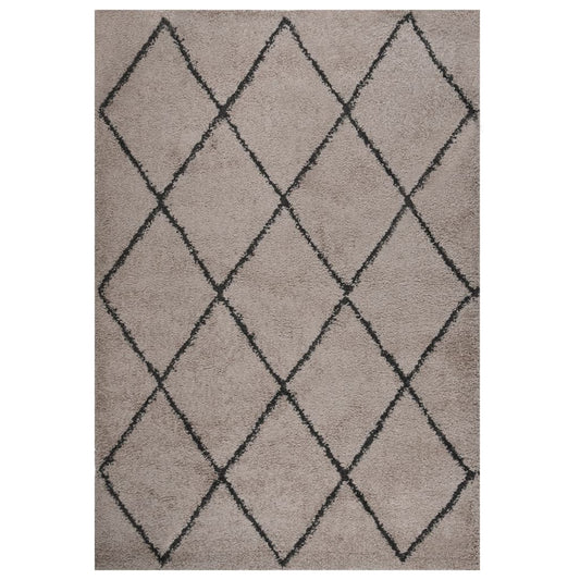Berkfield Shaggy Rug High Pile Beige and Anthracite 160x230 cm