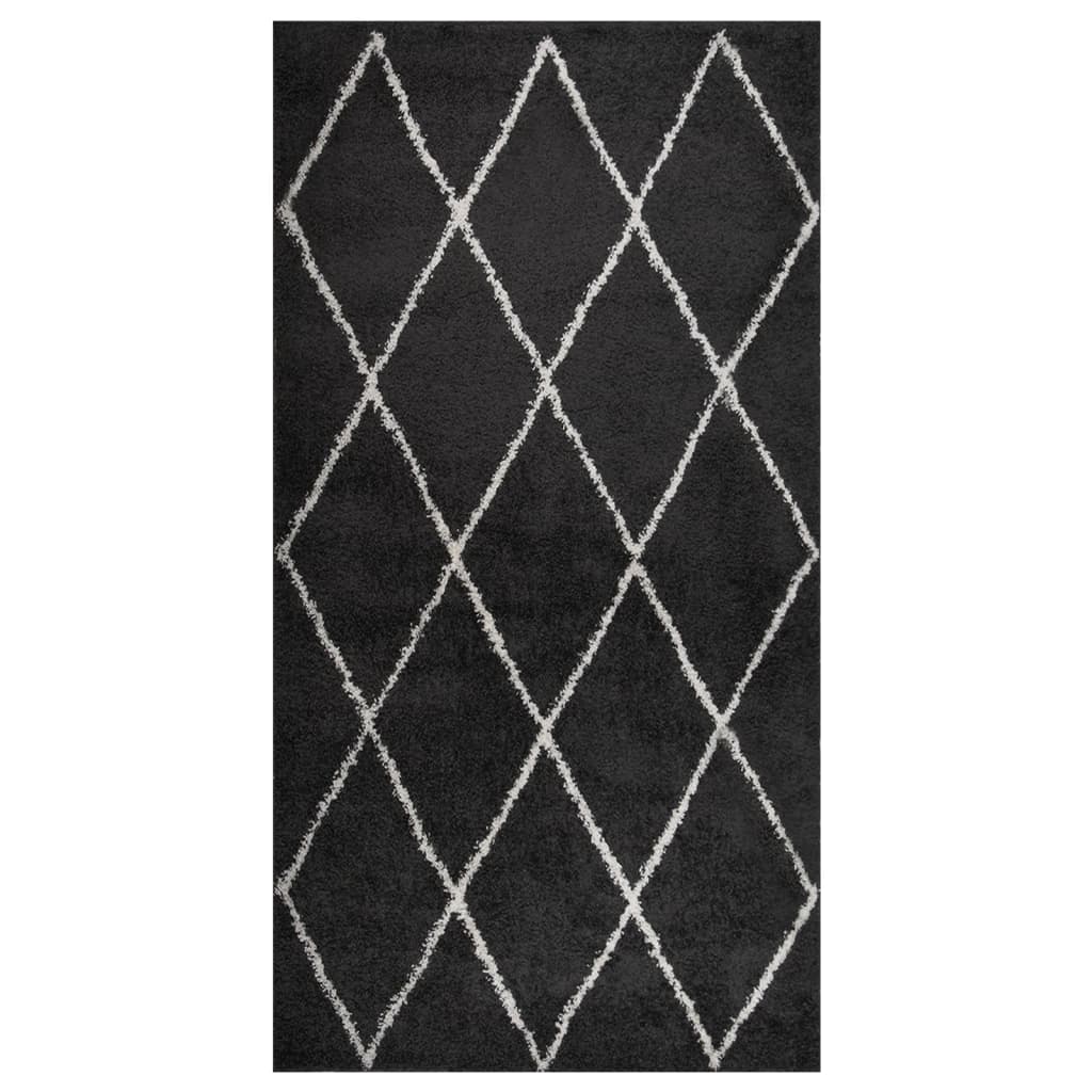 Berkfield Shaggy Rug High Pile Cream and Anthracite 80x150 cm