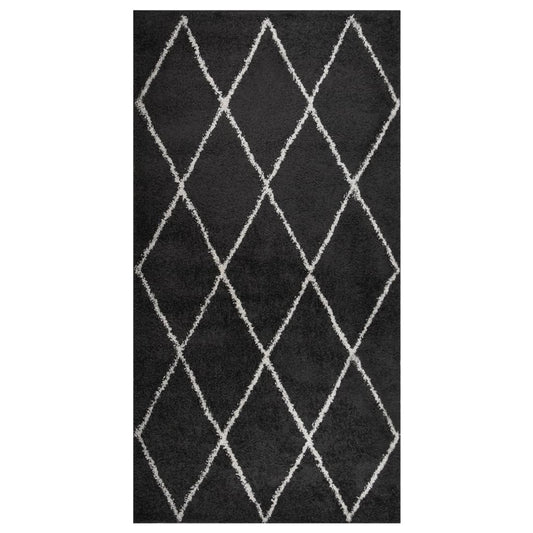 Berkfield Shaggy Rug High Pile Cream and Anthracite 80x150 cm