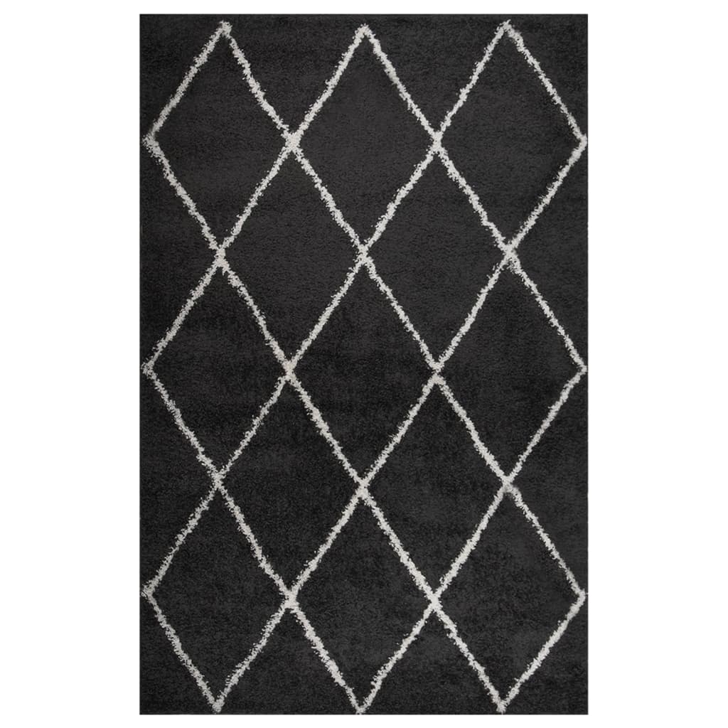 Berkfield Shaggy Rug High Pile Cream and Anthracite 200x290 cm