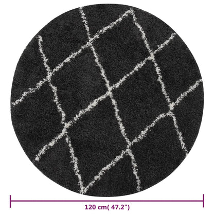 Berkfield Shaggy Rug High Pile Cream and Anthracite �_�_�__120 cm