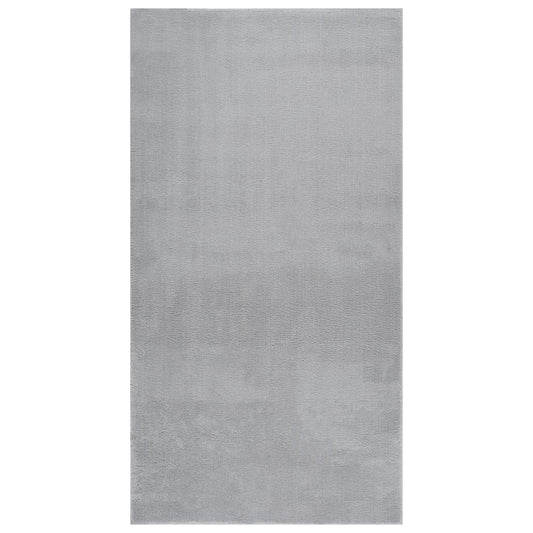 Berkfield Washable Rug Soft Shaggy 80x150 cm Anti Slip Grey
