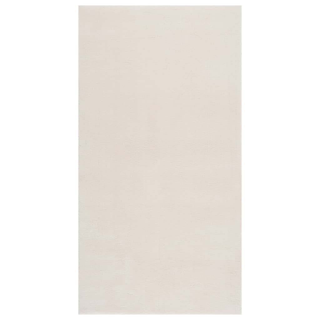 Berkfield Washable Rug Soft Shaggy 80x150 cm Anti Slip Cream