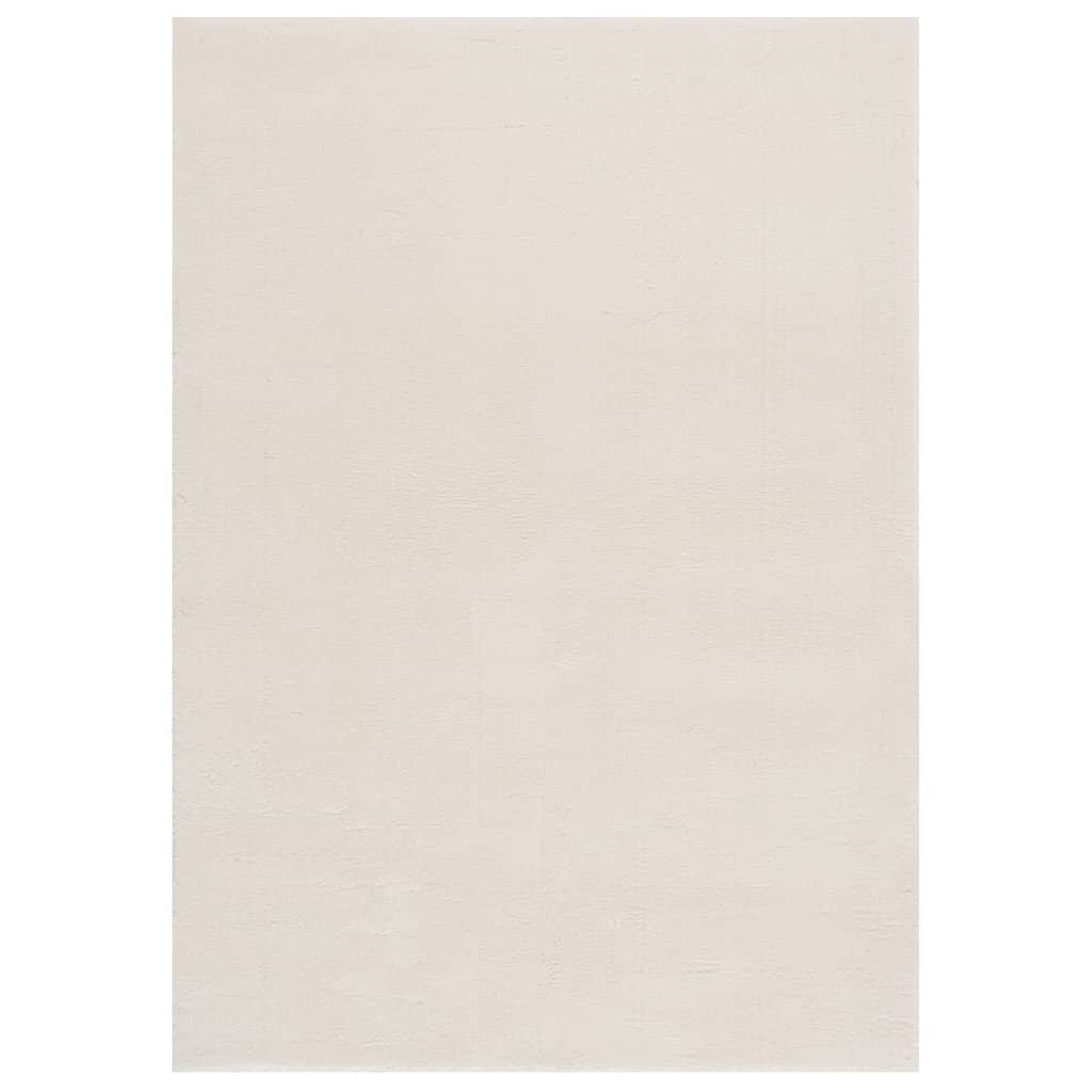 Berkfield Washable Rug Soft Shaggy 120x170 cm Anti Slip Cream