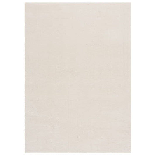 Berkfield Washable Rug Soft Shaggy 120x170 cm Anti Slip Cream